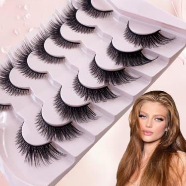 Imagem de 7 pares de cílios de olho de raposa, aparência natural, alongados, alongados, cílios postiços para maquiagem, festa, casamento, encontro noturno