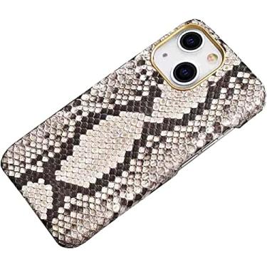 Imagem de EKESA Capa traseira de couro Python, capa de proteção respirável à prova de choque para Apple iPhone 14 Plus 6,7 polegadas 2022 [anel de lente de metal] (cor: padrão traseiro)