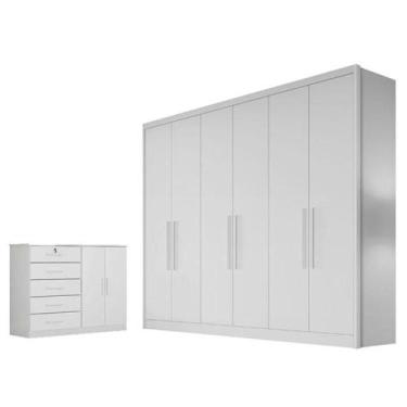 Imagem de Guarda Roupa Casal New Messina E Cômoda Seul Neve - Novo Horizonte - M