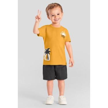 Imagem de Conjunto infantil menino estampa tropical Brandili, 10, Amarelo
