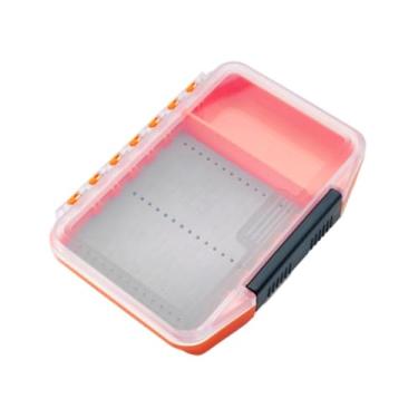 Imagem de kowaku Caixa para anzóis de pesca com divisórias ajustáveis, tampa transparente e fácil de segurar, Laranja