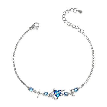 Imagem de Frigotine Pulseira de coração de prata dourada delicada para mulheres, corrente ajustável de strass brilhante, amor, casamento, dia dos namorados, joias modernas, presente, Adjustable size, Aço