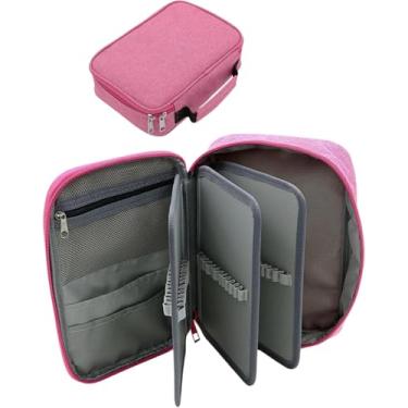 Imagem de Estojo Escolar Grande Capacidade, Estojo Box Jumbo Com Alça e Elastico para 72 canetas ou lápis, Feminino Masculino, Infantil Adulto, Organizador Com Divisórias e Zíper (PRETO) (Rosa)
