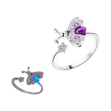 Imagem de Anel De Prata Esterlina 925 Feminino Com Design De Vaga-lume E Rosa Va