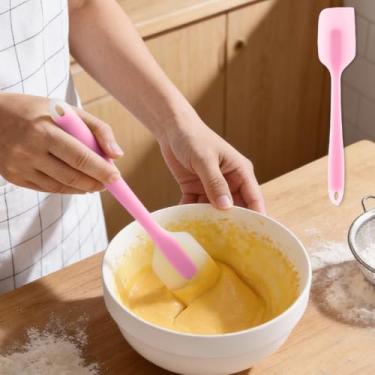 Imagem de Espátulas de silicone, espátula raspadora de jarra, alça de orifício de pendurar para tigela de mistura, design de uma peça, ferramentas de raspagem seguras para panelas antiaderentes, rosa, 27 cm