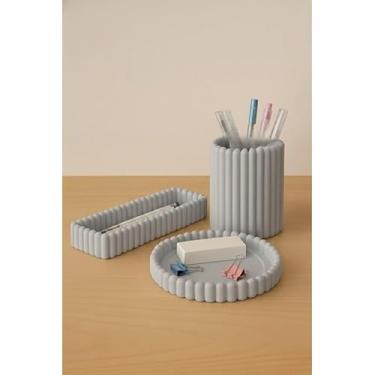 Imagem de Kit de Escritório Completo - Conjunto de Organizadores Porta-Canetas e Clips para Mesa de Trabalho e Home Office (Cinza)