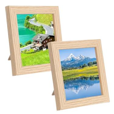 Imagem de Xthrotsenk 2 peças, porta-retrato pequeno 10 x 10 cm, moldura de madeira para fotos, alfinetes de memória, ingressos, casamento, casa, escritório, mesa, parede