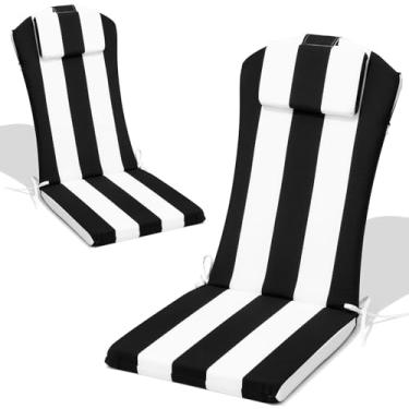 Imagem de Crestlive Almofada de cadeira Adirondack de 127 x 50 cm com apoio de cabeça, repelente de água, resistente ao desbotamento, almofada de balanço para ambientes externos com encosto alto para pátio