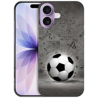 Imagem de GlamCase - Capa com suporte impresso na parede bola de futebol com arte preta para iPhone17