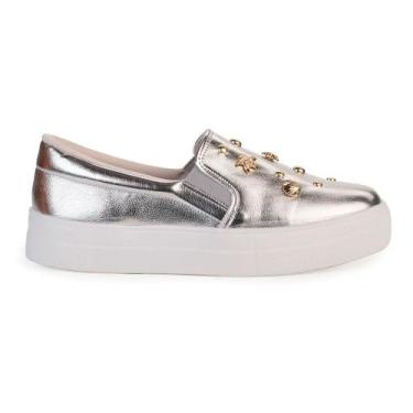 Imagem de Tênis Sapato da Corte Slip On Conchas, Prata, 36