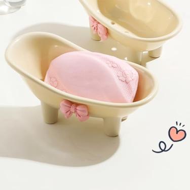 Imagem de Prato de Sabão Banheira Porta-Sabão Plástico Decorativo com Laço para Banheiro Estilo Regular Drenável resistente Fácil