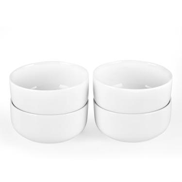 Imagem de fMBB Conjunto de 4 tigelas de cerâmica branca de 623 g, para sopa, cereal, ramen, aveia, salada, macarrão e arroz, tigelas de café da manhã, tigela de servir de cozinha, para casa, restaurante, hotel