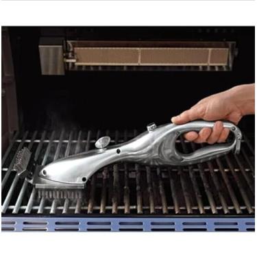 Imagem de Escova a Vapor para Limpeza de Grelha e Churrasqueira com Dispenser para Água, Cinza