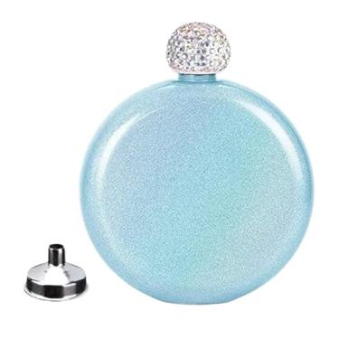 Imagem de Frascos de licor de 142 g para mulheres de aço inoxidável garrafa de vinho portátil presente casa viagem restaurante (azul)