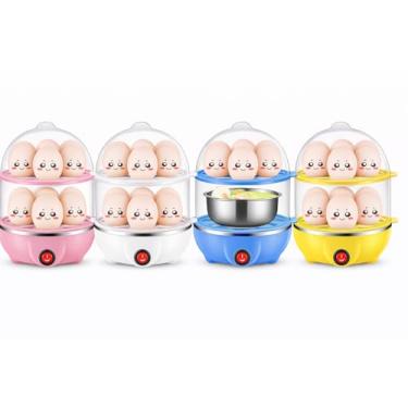 Imagem de Cozedor de Ovos Elétrico à Vapor 2 Andares 220V Egg Cooker até 14 ovos, Compacto, Portátil, Ideal para Café da Manhã Rápido e Saudável Salsichas e legumes, durável, prático e rápido (Rosa)