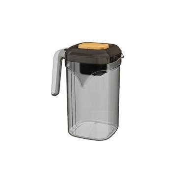 Imagem de Jarra para servir bebidas 2,2 L, geladeira, água fria, verão, grande capacidade, transparente, balde, cozinha, quarto, jarro de água de plástico, jarro de água (preto)