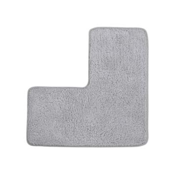 Imagem de Tapete de banho em forma de L, tapete de banheiro, tapete de banho macio absorvente de água, tapete de chuveiro de canto, tapete lavável para chuveiro quadrado (cinza)