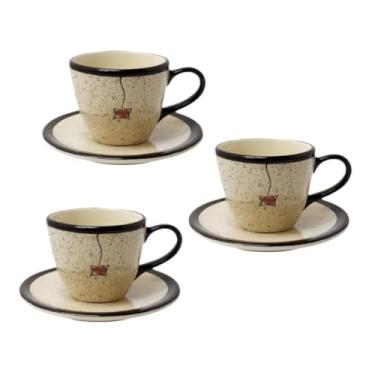 Imagem de Xícara Café Chá Coração Em Cerâmica Pintado Á Mão(3 Unidades)