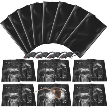 Imagem de Qualirey 18 peças de tapetes de ratoeira pegajosos com iscas artificiais realistas, placas de cola extra grandes para roedores, uso interno e externo não tóxico em casas, garagens e galpões (29 x 27