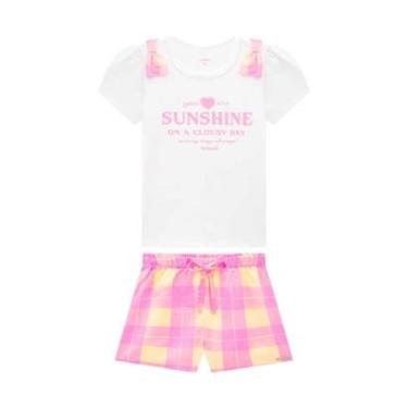 Imagem de Conjunto Infantil Menina Blusa/Short Xadrez Rosa Somnii-Feminino