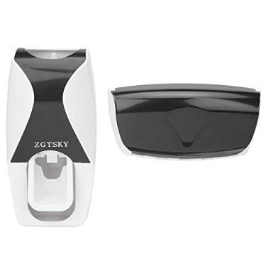 Imagem de Generic Suporte para Espremedor de Pasta de Dente Dispensador Automático para Limpeza de Saúde de Banheiro Familiar Com 5 Suportes de Escova para Hotel Doméstico, ABS Preto 5,9 X 3,1 X 2,4 pol.