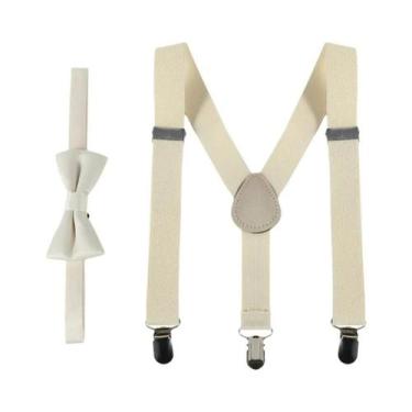 Imagem de Conjunto De Gravata Borboleta Infantil De Cor Sólida Com Suspensórios 