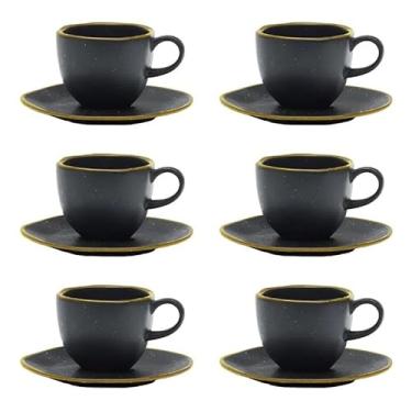 Imagem de Conjunto de 6 xícaras de chá grandes (220 ml) e um pires.