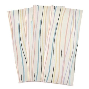 Imagem de Wassud Toalhas de prato de cozinha coloridas onduladas pacote com 4 panos de prato macios com laço para pendurar toalha de mão de secagem rápida super absorvente toalhas de chá de mesa decorativas 71