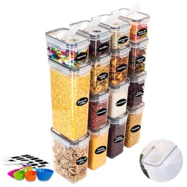 Imagem de Potes Tampa Hermético Porta Alimentos Mantimentos Armário Cozinha (Kit 15-Versão)