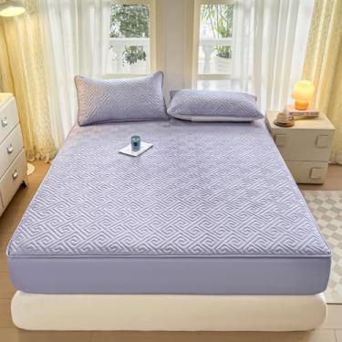 Imagem de Capa protetora de colchão, 360°, ajuste completo, respirável e não irrita a pele, impermeável, lavável, à prova de poeira, para solteiro/casal/queen/king, roxo||120 x 200 cm
