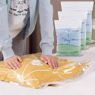 Imagem de 1 bolsa de armazenamento a vácuo, grande bolsa de armazenamento de plástico para guardar roupas, cobertores, bolsa vazia, acessórios de viagem (estilo avião, 60 x 80 cm)