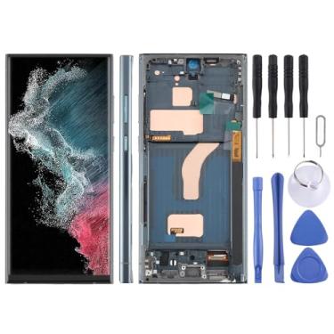 Imagem de Hiregolish Peças de reparo de tela, para Samsung Galaxy S22 Ultra 5G SM-S908B digitalizador de tela LCD TFT de 6,7 polegadas, montagem completa com moldura, não suporta identificação de impressão