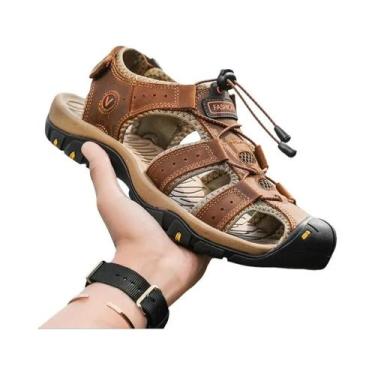 Imagem de Sandálias De Couro Masculinas De Verão, Respiráveis, Casuais, Para Pra