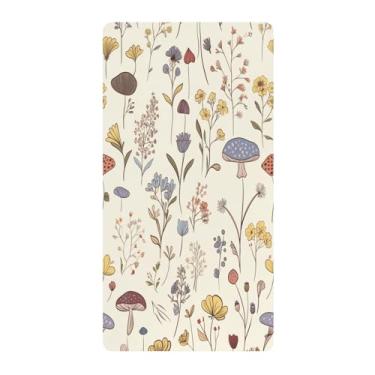 Imagem de Blueangle Lençol de berço padrão para berço infantil - Lençóis de algodão macio e respirável com cogumelos de flores silvestres (723)