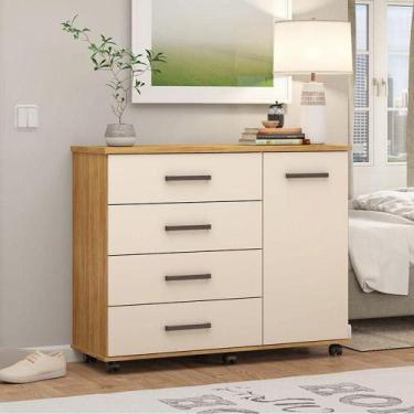 Imagem de Cômoda Ambiente Flora 4 Gavetas Cinamon Touch Off White - Demóbile