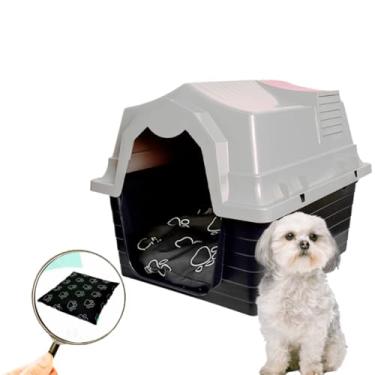 Imagem de Casinha para Cachorro Porte Médio Nº4 2 em 1 com Colchonete Cama Pet Plástica Lavável Proteção contra Chuva(CINZA,COM COLCHÃO)