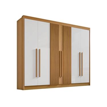 Imagem de Guarda Roupa Casal 6 Portas Athos Ripado D`Doro Cinamomo/Off White