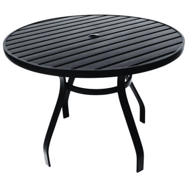 Imagem de Mesa 1,20m Ripada Alumínio Resistente área Externa Piscina Jardim Jantar Preto