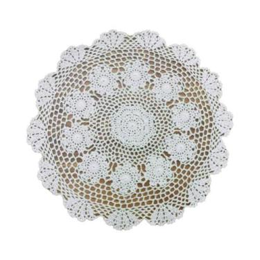 Imagem de Toalha De Mesa Redonda Pequena De Algodão Com Renda Floral De 50cm, Al
