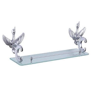 Imagem de Suporte de chuveiro prateleira de vidro de cristal de cisne polido dourado de 50 cm, suporte de camada única para conjunto de acessórios de banheiro, montado na parede para organizador de banheiro,