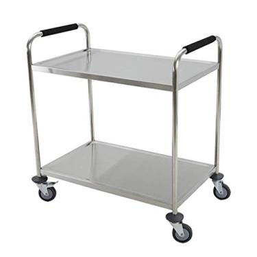 Imagem de Carrinhos de Servir Carrinhos de Servir 2 Camadas para Sala de Jantar Carrinho de Chá de Aço Inoxidável Ferramenta de Armazenamento Rolante Móveis Móveis Móveis para Hotéis