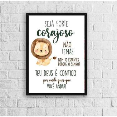 Imagem de Quadro Infantil Tema Safari Seja Forte E Corajoso 33X24Cm