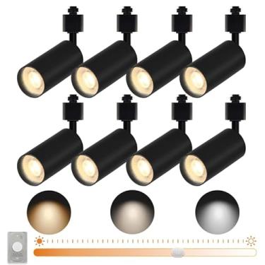 Imagem de Cabeças de iluminação de trilho pretas de LED reguláveis (sem trilhos de pista) com regulador de intensidade extra dedicado e lâmpadas GU10 substituíveis, luminárias de teto 3CCT para iluminação de