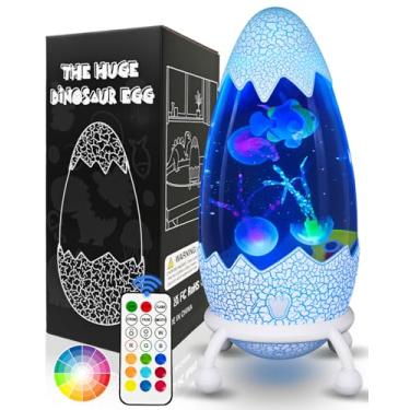 Imagem de SANZHIGUO Lâmpada de água-viva com controle remoto - 13 luzes noturnas de LED que mudam de cor, luminária de mesa regulável em forma de ovo para decoração de casa, presentes de Natal e aniversário