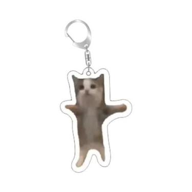 Imagem de Chaveiro De Gato Meme Confuso Falante 'Huh' Fofo Presente - NONE, não