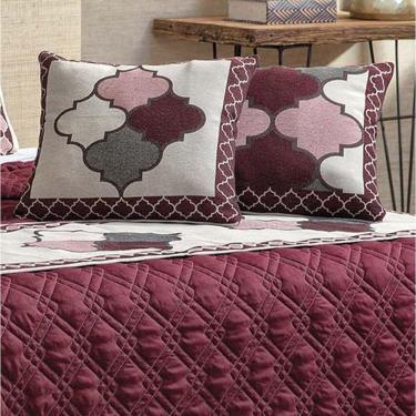 Imagem de Kit Cobre Leito Queen Turin Com Almofadas E Peseira 180 Fios 10 Peças - Vinho
