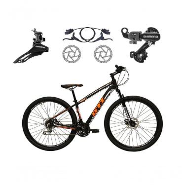Imagem de Bicicleta Aro 29 Gti Roma 21v Câmbios Shimano Freio Disco Hidráulico Alumínio Garfo Suspensão - Preto-laranja