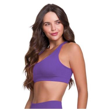 Imagem de Top Sem Costura Feminino Selene Sem Bojo Fitness Academia, Hortensia, 