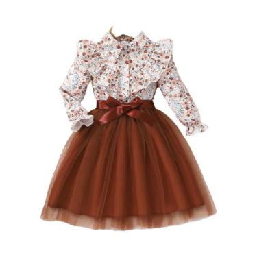 Imagem de Vestido De Manga Longa Para Meninas De 2 a 7 Anos, Casual, De Gaze Res