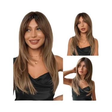 Imagem de Peruca Sintética Loira De Comprimento Médio Com Franja Para Mulheres, 